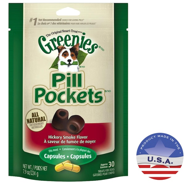 Nutro Products 7.9 oz Hickory Smoke Greenies Pill Pockets Capsules for Dogs Treats 015PP-0653C - main